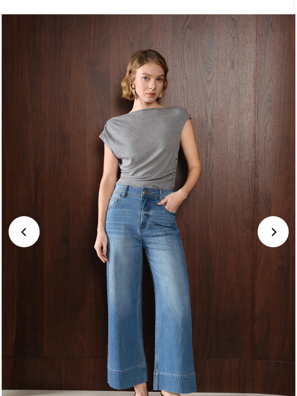 Petite Studio Esme Wide-Leg Cropped Jeans in Mist Blue NWT